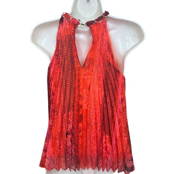 Alice + Olivia Red Alycia Pleated Halterneck Top NWT Size XS - Picture 10 of 13